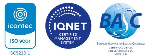 Certificaciones: ICONTEC, IQNET, ISO9001, BASC